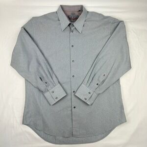 Robert Graham Mens Grey Striped Embroidered Long Sleeve Button Down Shirt XL